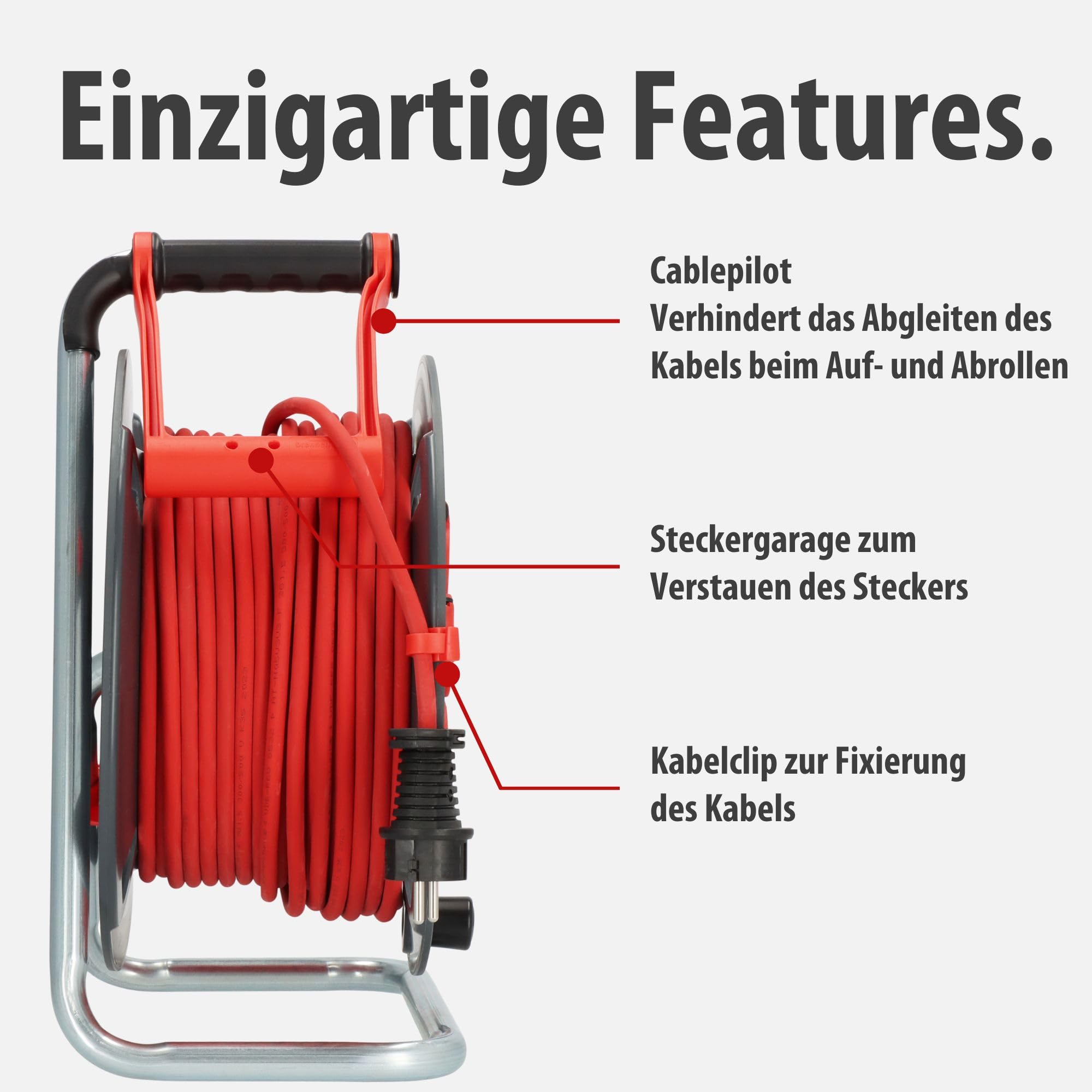 Brennenstuhl Kabeltrommel 300 KU 4110 40m outdoor IP44 (Made in Germany, 5 Schutzkontakt-Steckdosen, Überhitzungsschutz, kurzfristiger Einsatz im Außenbereich)