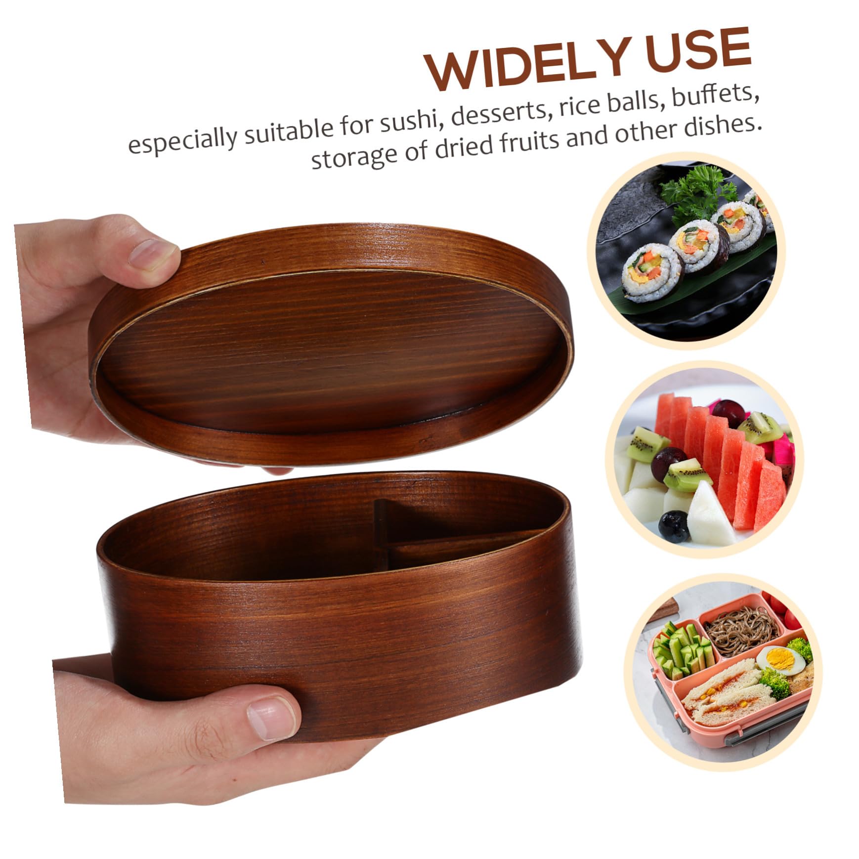 Boîte Bento Japonaise en Bois Ronde 800ml Style Rétro