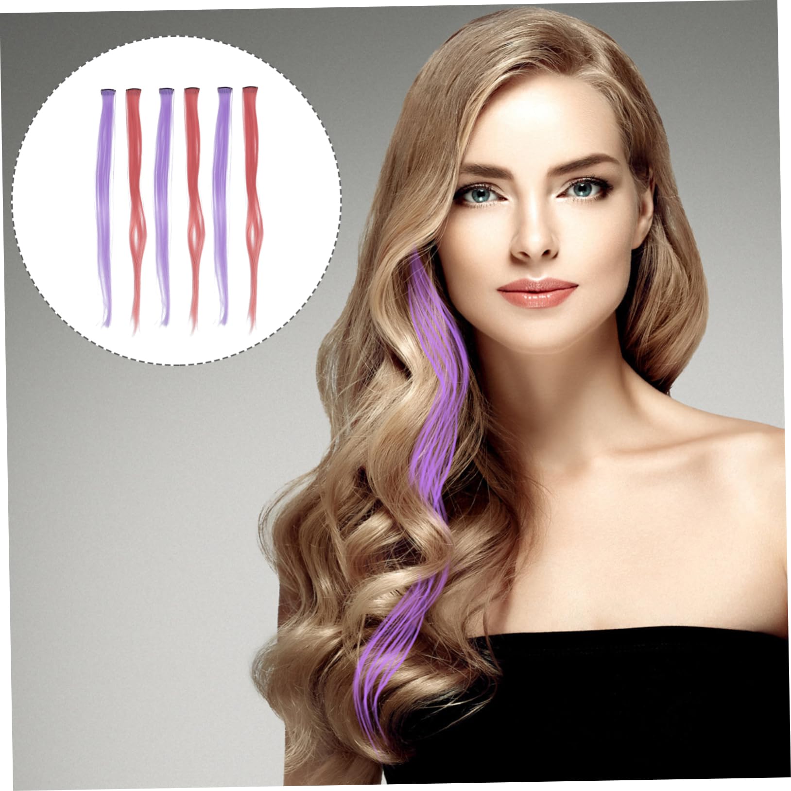 Amazon.co.jp: WOFASHPURET 6個カラーヘアストリーク クリップインヘア