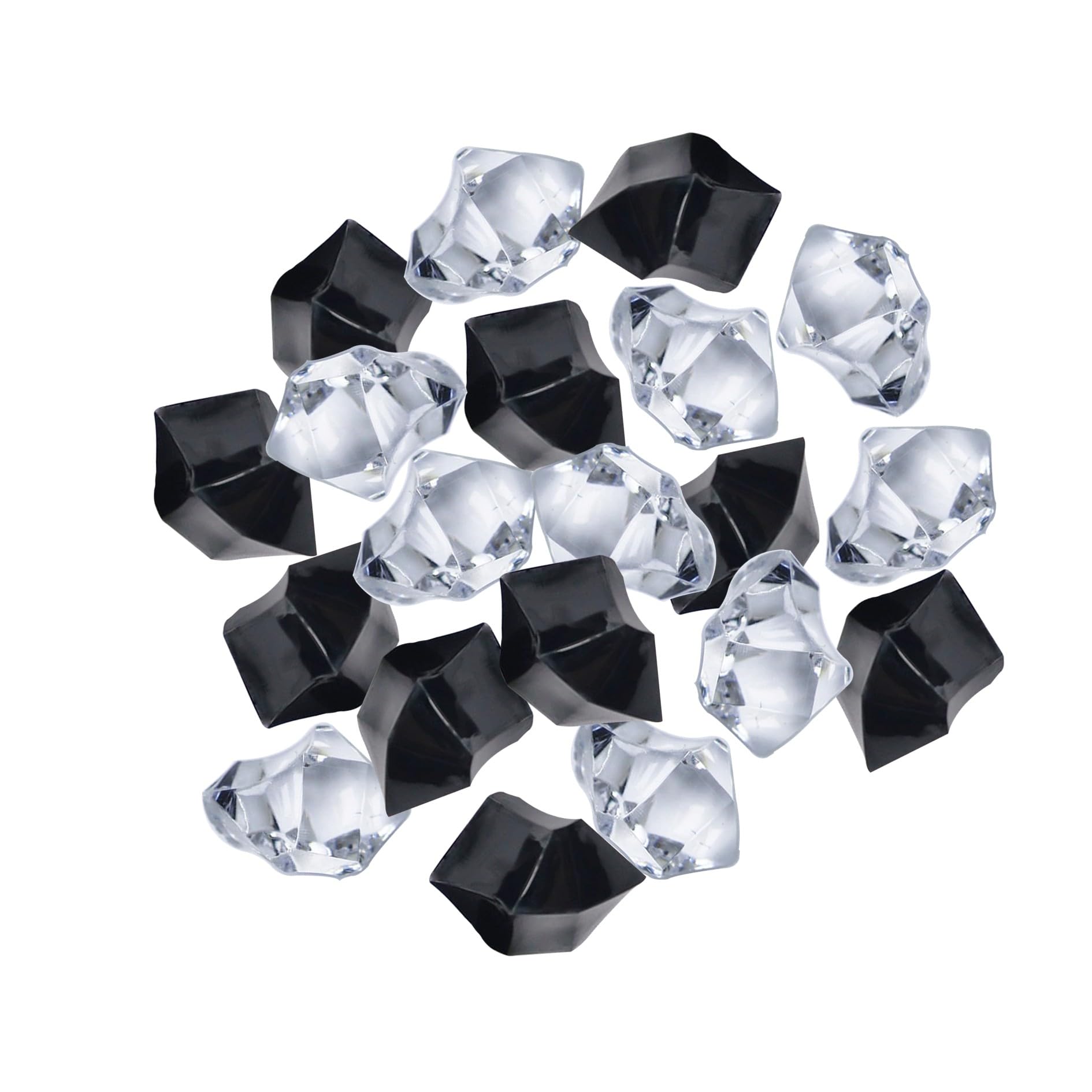 Lyrtrees 120 Pieces Decorative Acrylic Ice Crystals, Clear and Black, 11 * 14mm Vase Filler Gems, Acrylic Crushed Ice Rocks for Home Décor