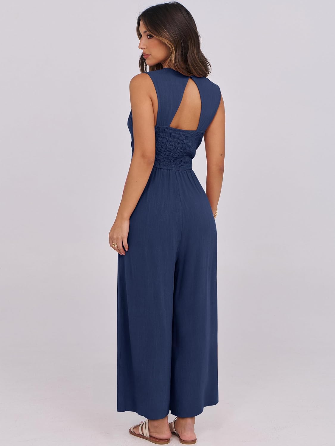 ANRABESS Women Jumpsuits Sleeveless V Neck Elegant Dressy Casual Backless One Piece Pants Romper 2026 Summer Outfits - Image 4