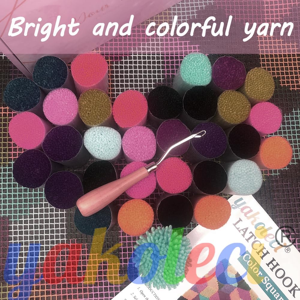 YAKOLECI Latch Hook Kits for Adults, Color Printed DIY Carpet Crafts Arts for Home Decoration Festival Gift 31''X19'' (Lion)