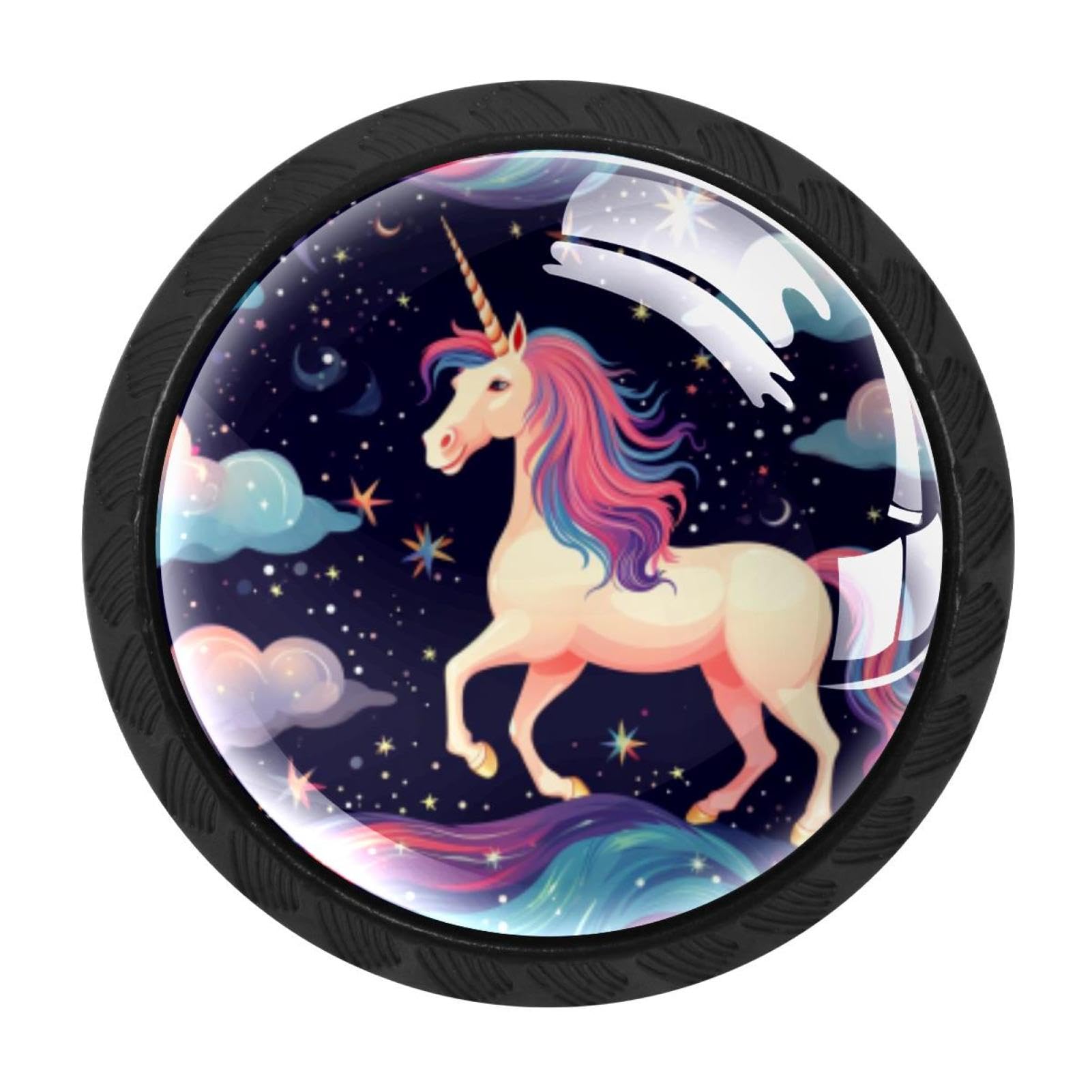 Chenzzzz Multicolored 07 4 Pieces Round Cabinet Knobs Starry Unicorn Dresser Knobs Pulls Handles With Screws For Drawer Pulls Handles Knobs Door Knobs