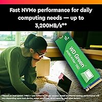 Vista 5 de Western Digital WDS500G2G0C - Unidad de estado sólido SSD interna WD SN350 NVMe de 500 GB, color verde, Gen3 PCIe, M.2 2280, hasta 2.400 MB/s
