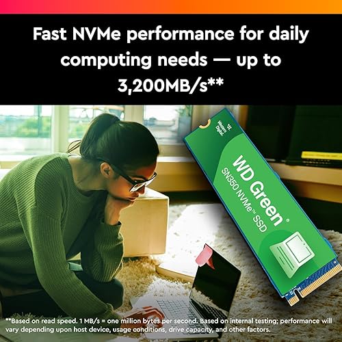 Miniatura 5 de Western Digital WDS500G2G0C - Unidad de estado sólido SSD interna WD SN350 NVMe de 500 GB, color verde, Gen3 PCIe, M.2 2280, hasta 2.400 MBs