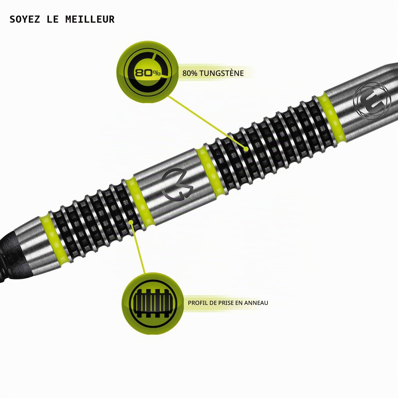 WINMAU Michael Van Gerwen MvG AspireJeu de fléchettes Softip en tungstène 20g avec Prism Vols et Nylon Arbres (Tiges)