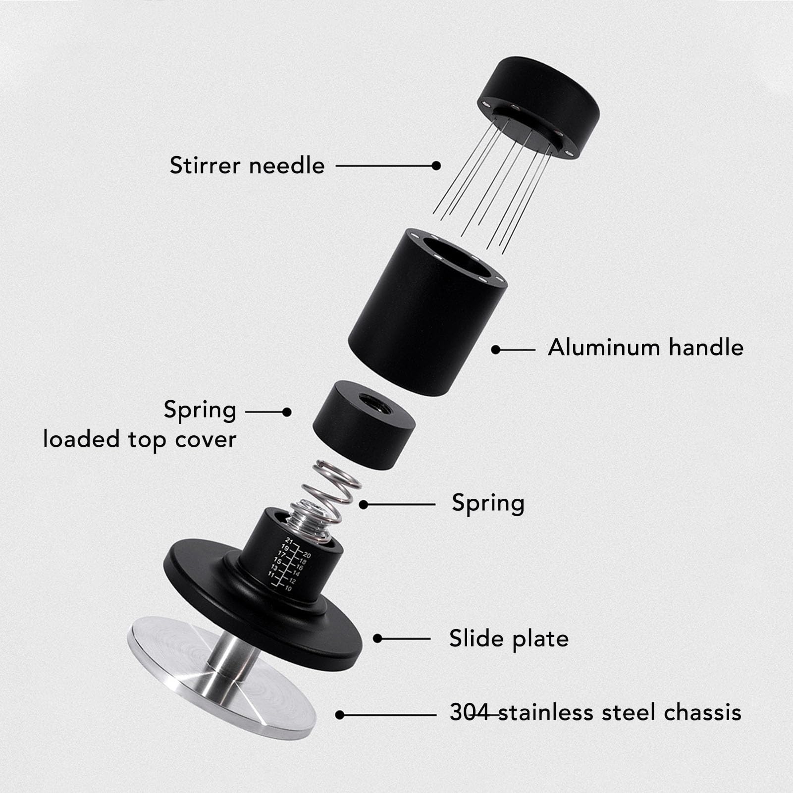 Tamper de Café 58mm Acero Inoxidable, Nivelador y Compactador 2
