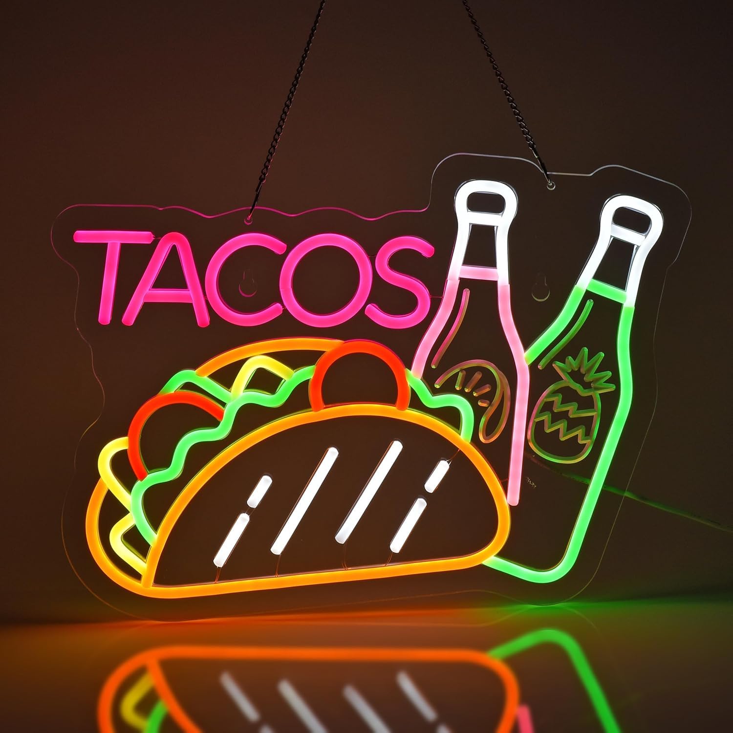 Panneau néon avec lumières - Décoration murale à suspendre pour entreprise, restaurant mexicain, magasin de restauration rapide, camion, bar, pub, alimentation USB, ultra lumineux,