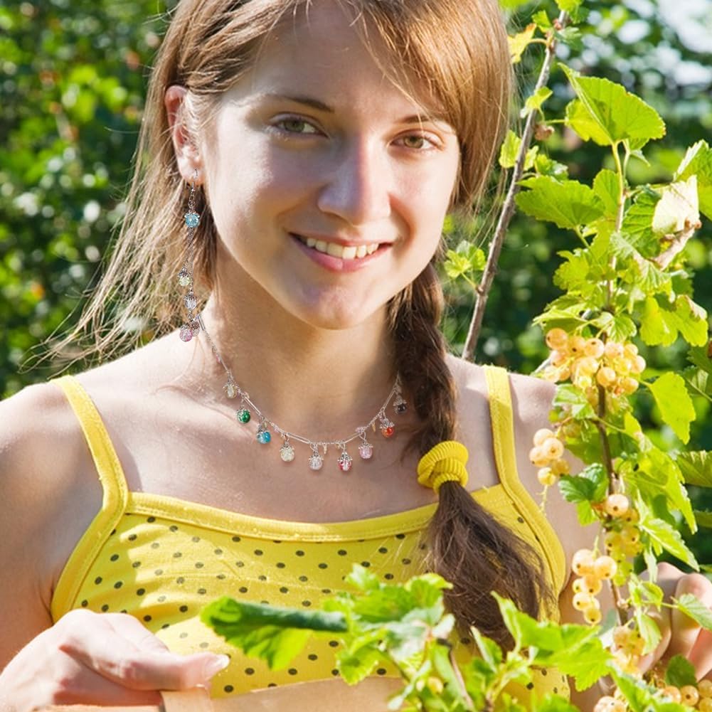 PH PandaHall 100pcs Crystal Dangle Charms Pendants 10 Colors Clear Crackle Beads Glass Drop Beads with Silver Findings for Earring Necklace Bracelet Jewelry Making DIY Craft, 18mm Long - Image 6