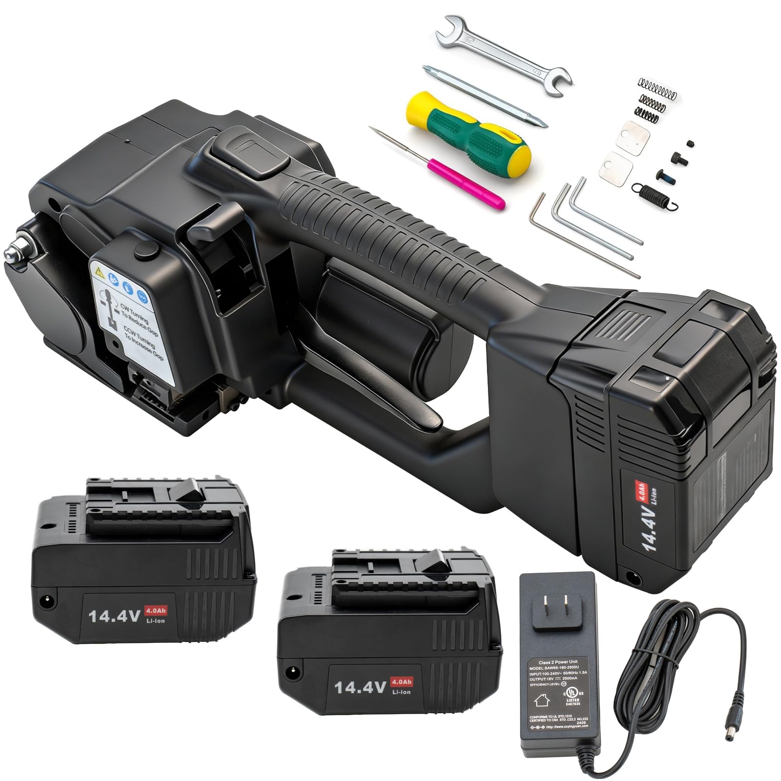 Photo 1 of SDRTOP Cordless Electric Strapping Tool for PP/PET Straps, Adjustable Tension 3500N, Dual Battery Powered Handheld Banding Machine for Cartons, Pallets & Industrial Packaging