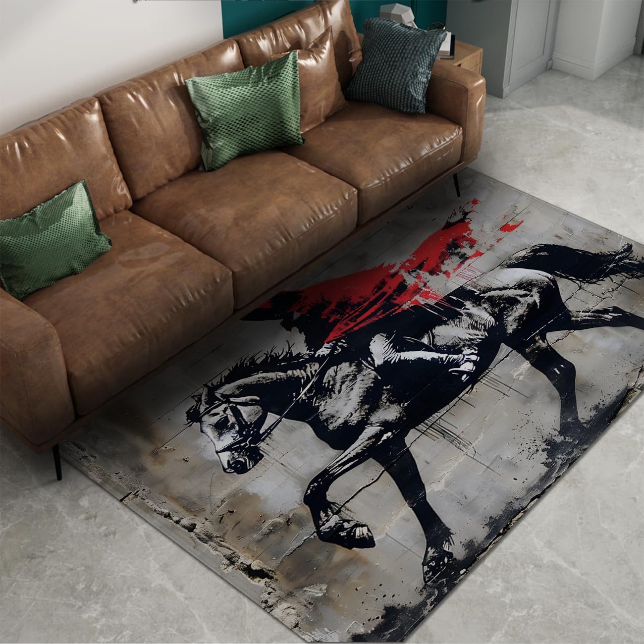 Tapis 120x180cm graffiti gris pour sécuriser chambre et salon