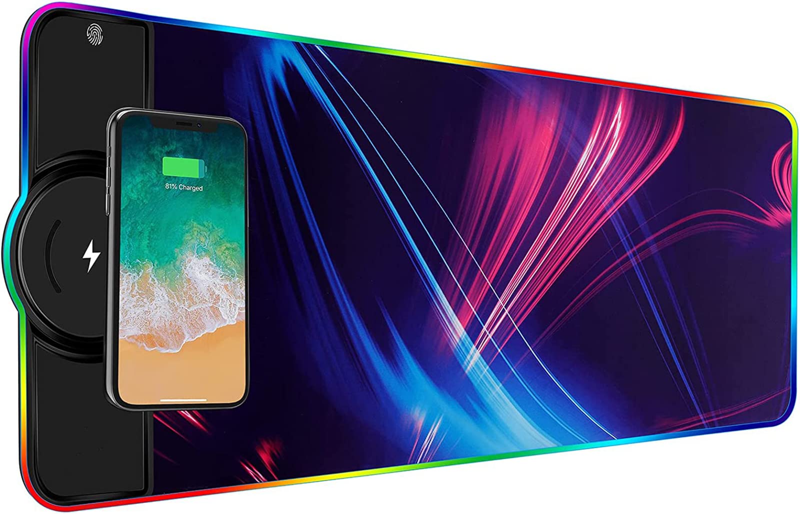 NALACAL Wireless Charging RGB Gaming Mouse Pad 15W, LED Mouse Mat 31.5"X11.8", 10 Light Modes Extra Large Mousepad Non-Slip Rubber Base Computer Keyboard Mat for Gaming, MacBook, PC, Laptop, Desk