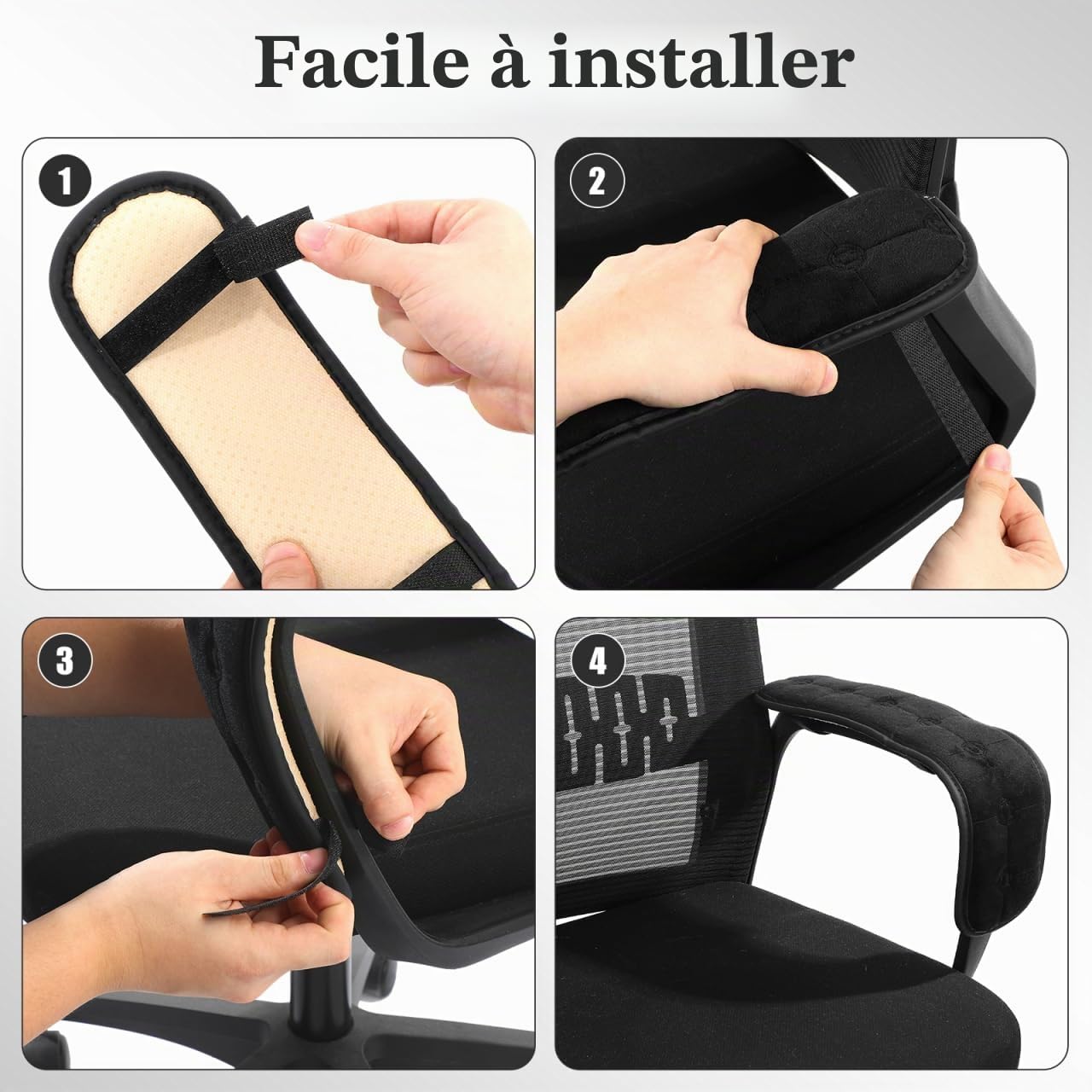 Operitacx Coussins D'Accoudoir Élastiques pour Chaise De Bureau 17.72X3.94X0.39 Pouces Protection Confortable pour Accoudoirs De Chaises De Bureau Salle À Manger Et Loisirs