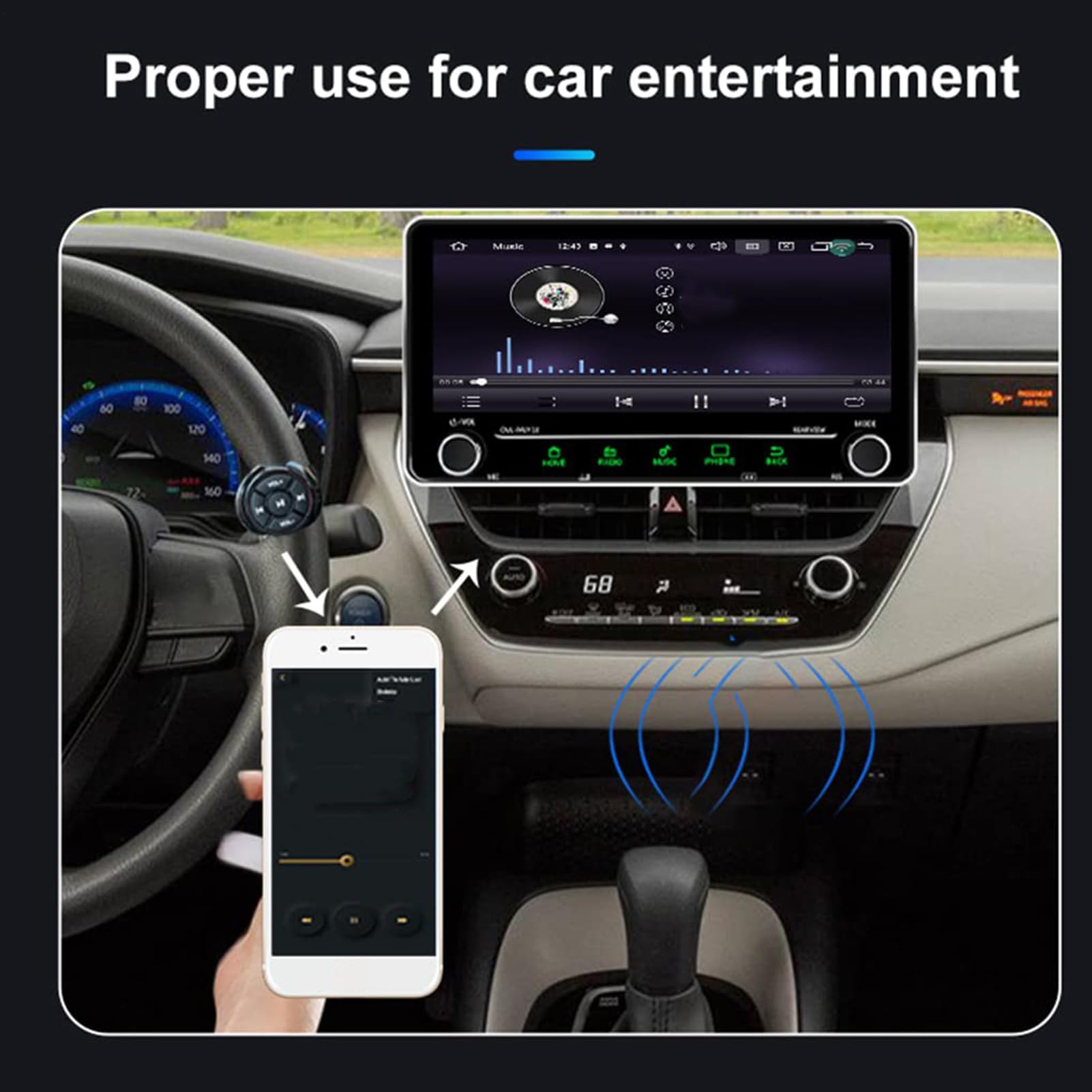 Pulsanti al volante - Telecomando wireless per controllo multimediale, Comandi al volante 'auto | Pulsante multimediale wireless, controller autoradio, controllo volume, telecomando portatile per