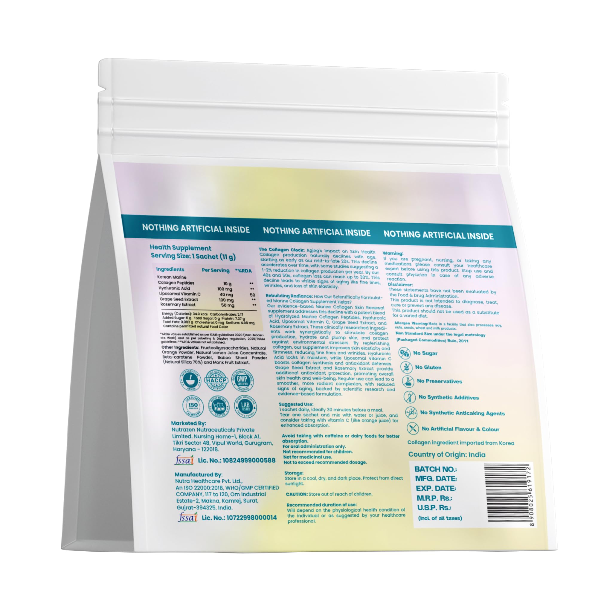Nutrazen Korean Marine Collagen Powder Supplement for Women & Men 90Sachets — Amazon image 2