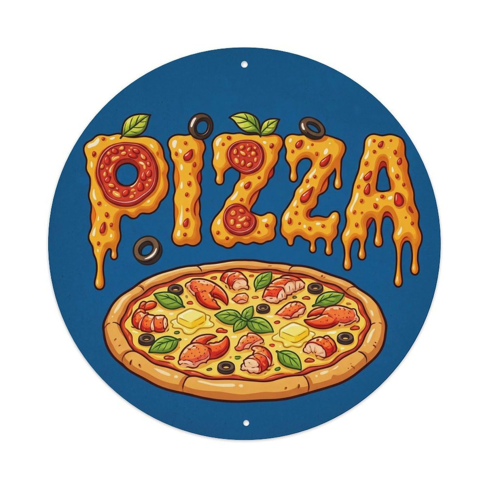Cwbufd Vintage Style Vintage Pizza Slice Lobster Butter Vintage Metal Tin Sign Plaque Wall Decor For Cafe, Club Bar, Office, Garden Metal Poster 8X8inch