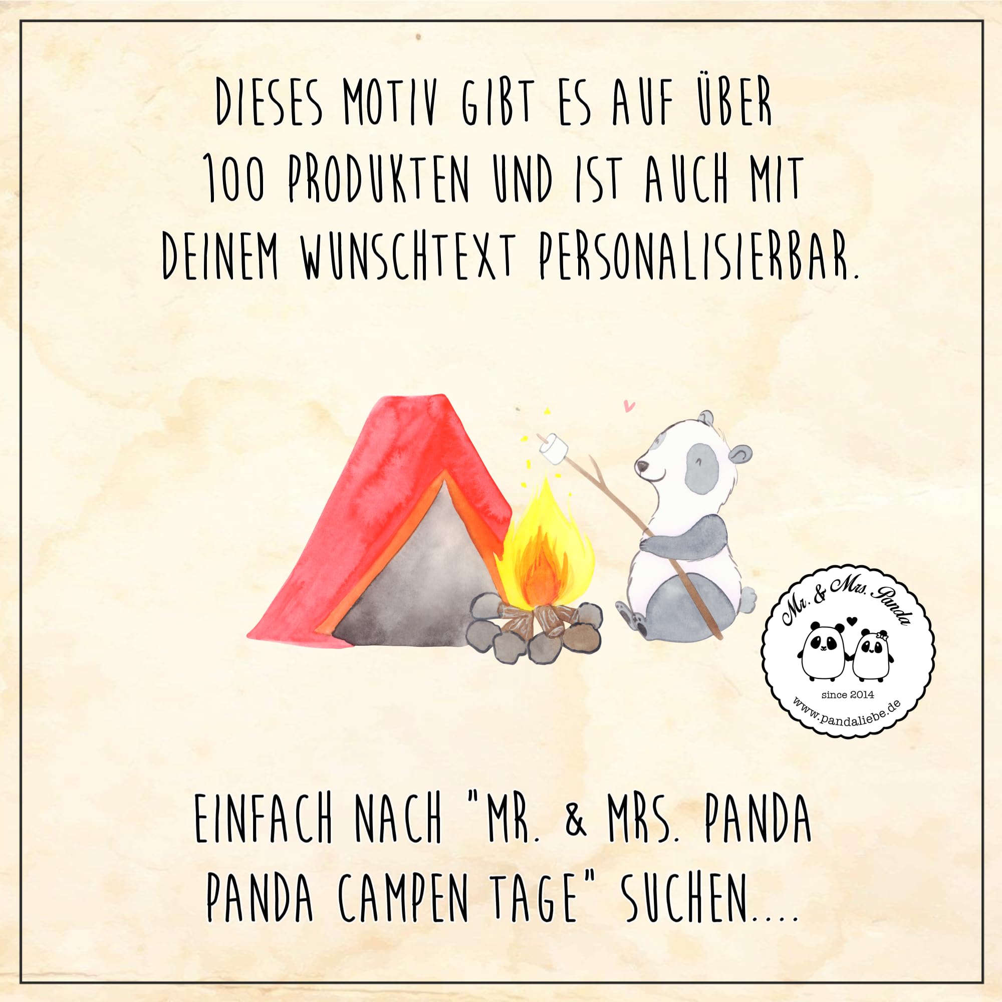 Mr. & Mrs. Panda Personalisierte Fußmatte Panda Campen 40 x 60 cm - Geschenke, Fussmatte personalisiert, personalisierbar, Türmatte, mit Name, Geschenk, Zelten, gehen, Camping, Campingplatz
