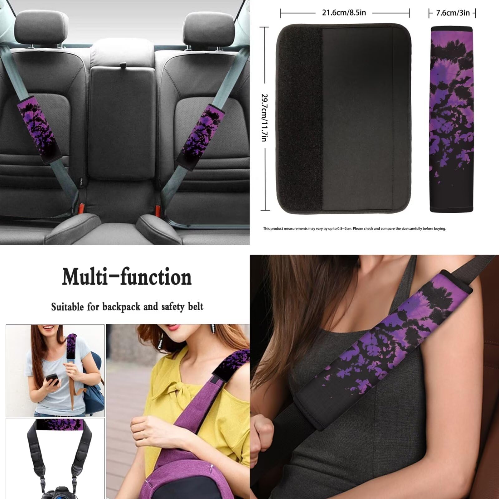 Set completo di 12 coprisedili per auto, motivo pipistrello, coprivolante + sottobicchiere + portachiavi + braccioli imbottiti, per donne e uomini, universale, per interni automobilistici,