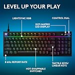 Logitech G316 X 98 Gaming Keyboard, 8 kHz Report Rate, Hot-Swappable Tactile Switches, Gasket Structure, LED Dot Matrix Display & Dial, Double Shot PBT Keycaps, USB-C, RGB LIGHTSYNC, for PC - Black