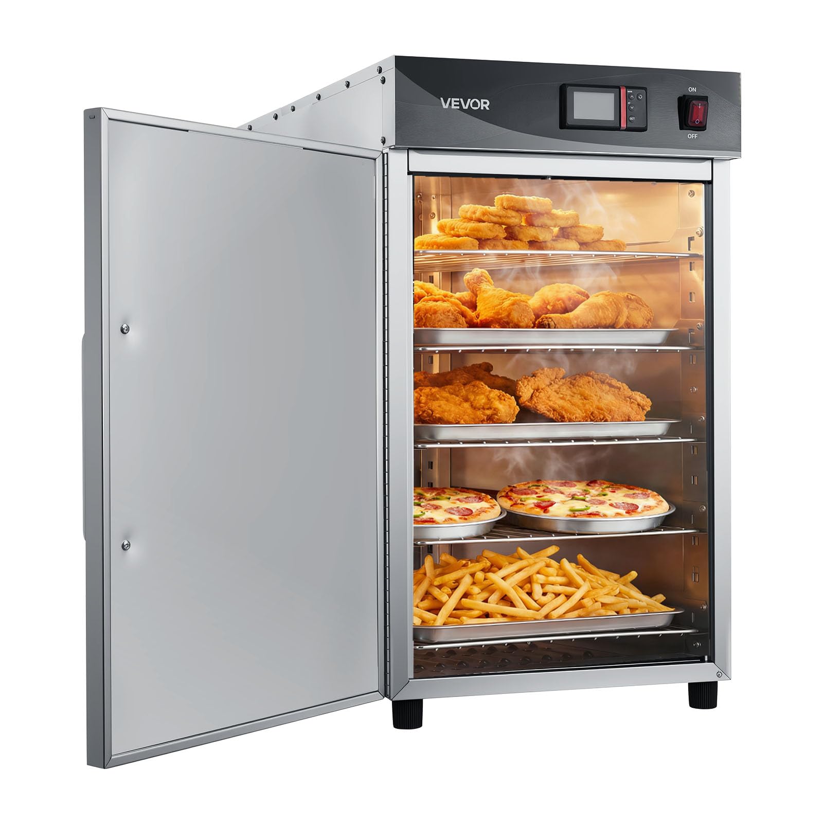 Photo 1 of VEVOR Electric Hot Box Food Warmer, 5-Tier Commercial Warming Cabinet with Water Tray, Single-Door and Adjustable Shelves, Stainless Steel Food Warmer Cabinet, for Restaurant, Kitchen, Pizza, Chicken