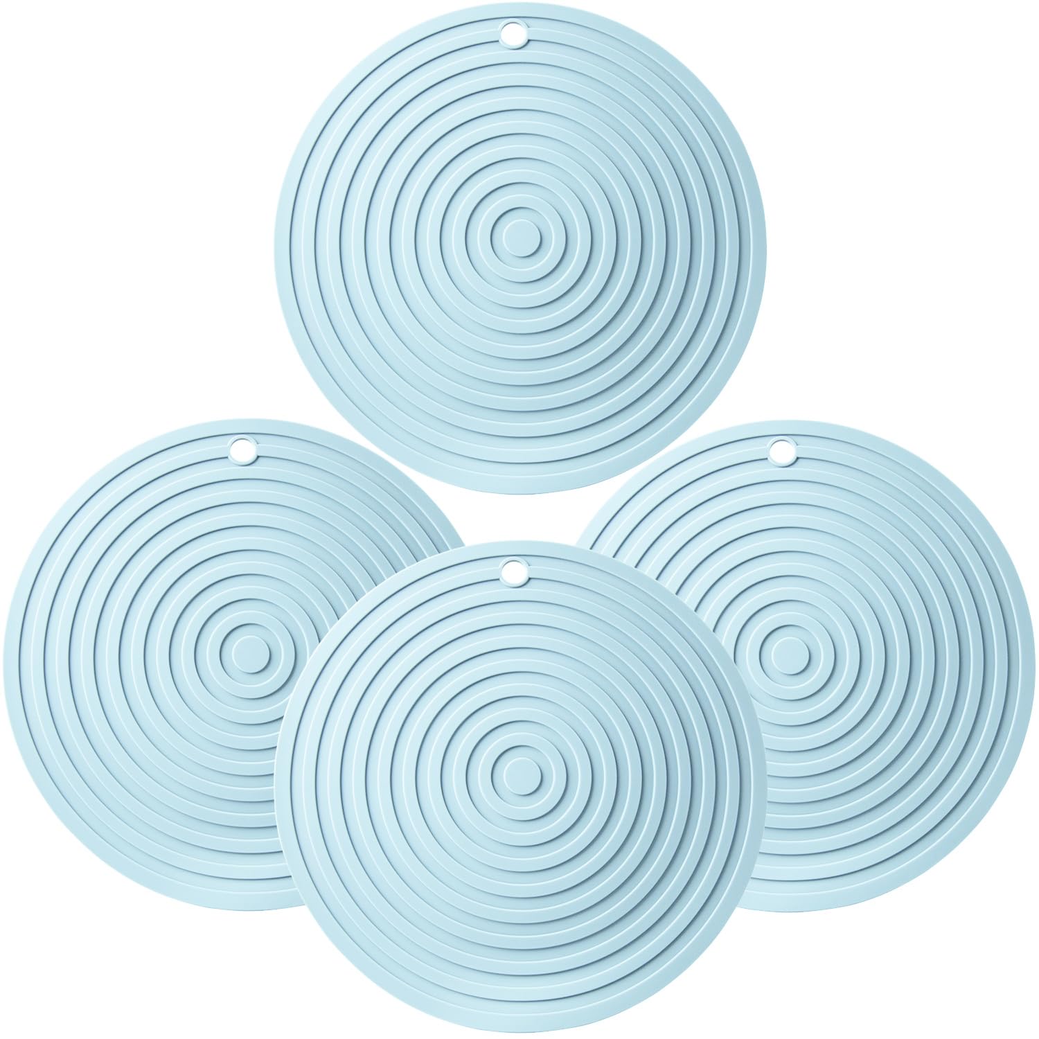 Lot de 4 dessous de plat pour plats chauds, casseroles et poêles, diamètre de 24 cm, tapis chauds en silicone pour cuisine, tapis résistants à la chaleur pour comptoir, micro-ondes, dessous