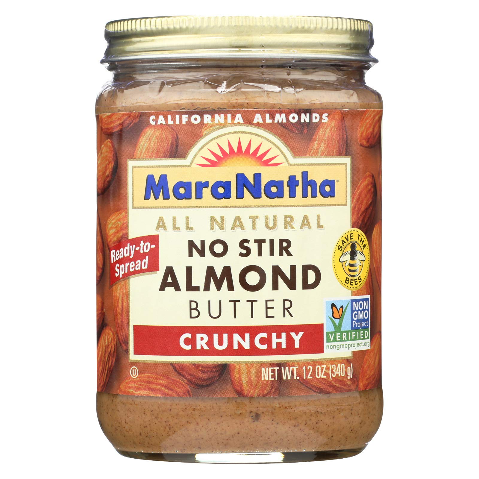 MARANATHA NATURAL FOODS, Almond Butter; No Stir, Crunch - Pack of 6