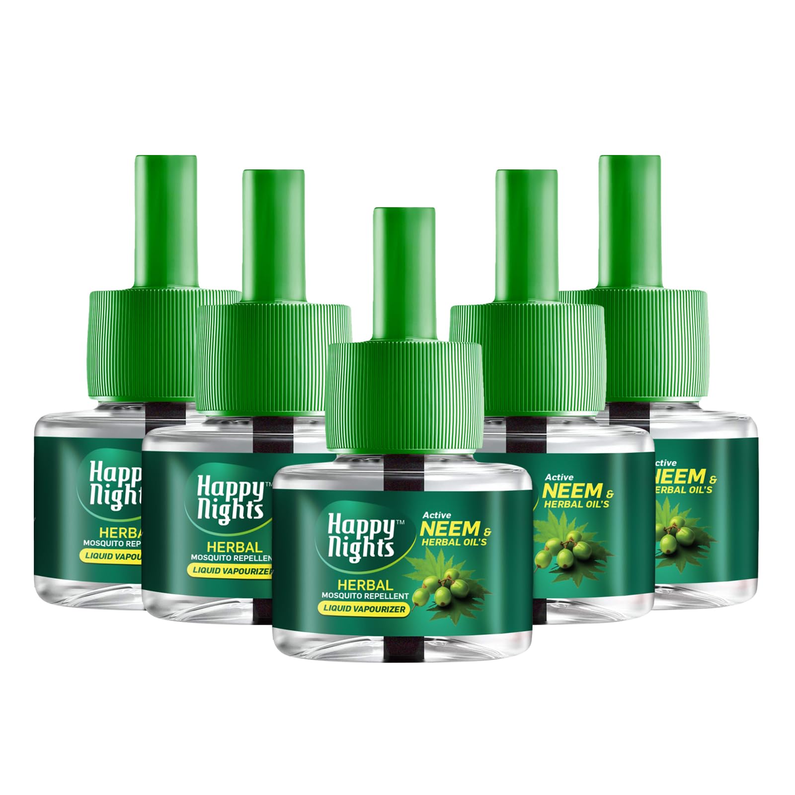 Shadow Securitronics Happy Nights Neem Mosquito Refill|Herbal Neem Repellent|Repellent|Insect Vaporizer| Prevent from Mosquito|Completely Herbal Safe for Children|45 ml (Pack of 5 Refill), liquid