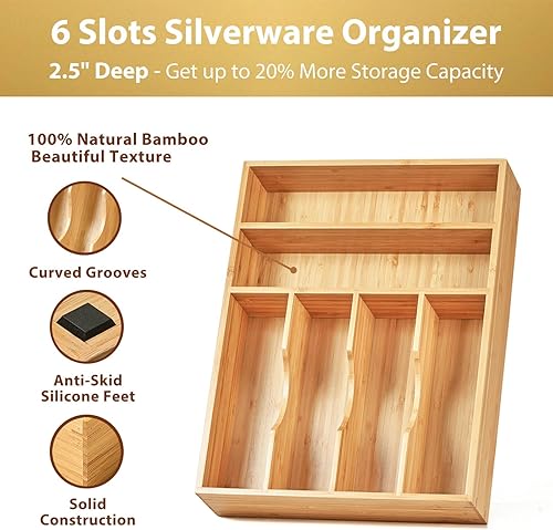 Miniatura 8 de Umilife Organizador de cajones de utensilios de cocina extensible extra grande, 19 pulgadas de profundidad para cajón grande, divisor de cajones de