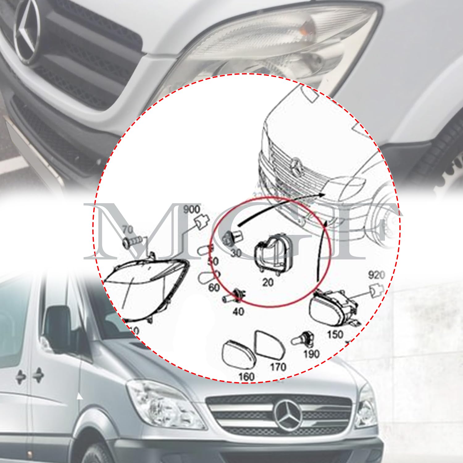 Copertura Faro Anteriore Destra Compatibile Mercedes Sprinter 906 W906 A0008266424