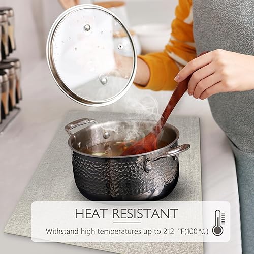 Miniatura 2 de ANEWAY Juego de 4 manteles individuales de piel sintética lavables para mesa de cocina, resistentes al calor, impermeables, fáciles de limpiar,