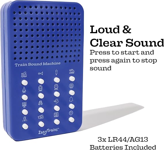 Train Noisemaker with 16 Sounds, Train Whistles, Horns, Conductor and Engine Noises, Portable Electronic Sound Maker Train Themed Sound Board For Kids With 16 Effects, Birthday Noise Maker Toy Gift