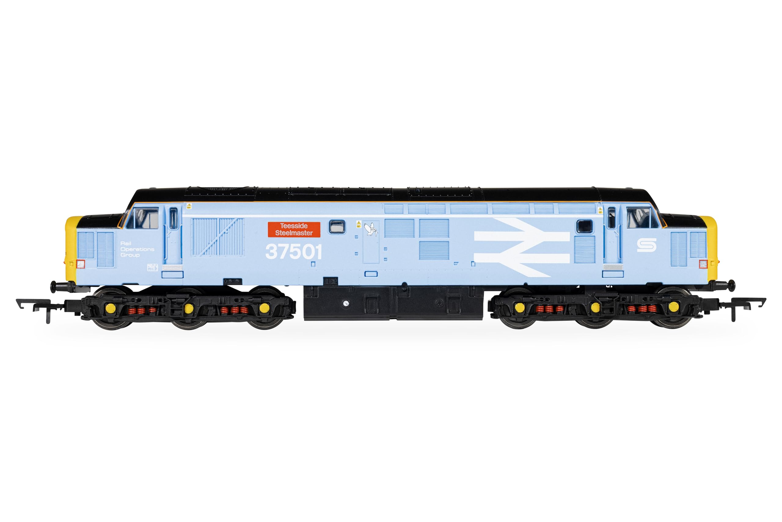 Hornby R30545 RailRoad Class 37 'Teesside Steelmaster' 37501, OO Gauge, DCC Ready, 1:76 Scale, Rail Operations Group Blue Livery Locomotive Model Railway