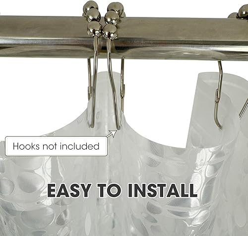 Miniatura 6 de Forro de cortina de ducha de plástico transparente, PEVA, impermeable, ligero, con diseño de guijarros 3D, tamaño estándar, 70 x 72 pulgadas