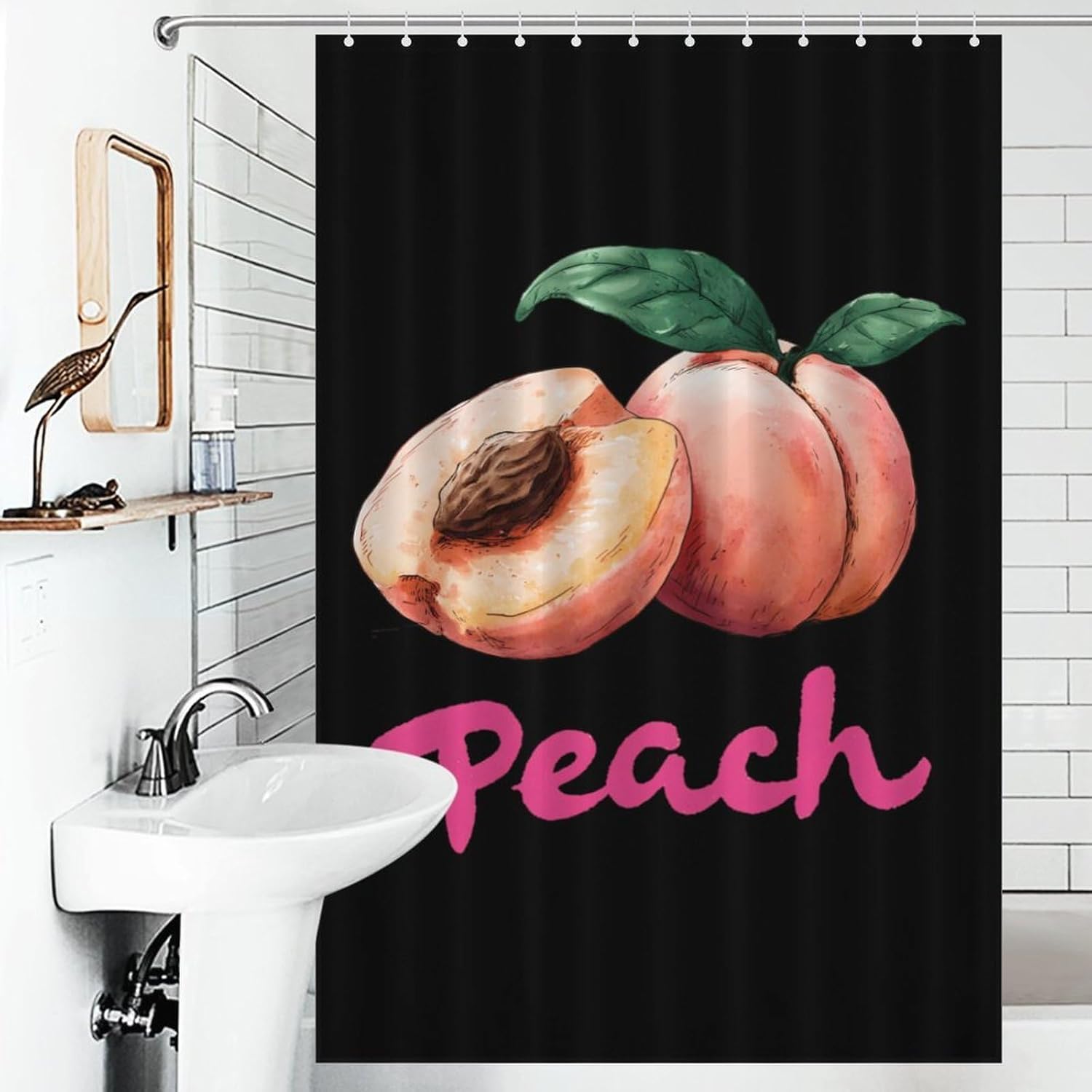 Peaches Printed Shower Curtain 46.85x70.87Inch（119x180cm） Polyester Bath Curtain Shower Curtains Printed Decorative
