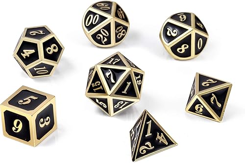 Miniatura 6 de DNDND Juego de dados de metal negro con estuche y 6 D6 adicionales, aleación de zinc, negro