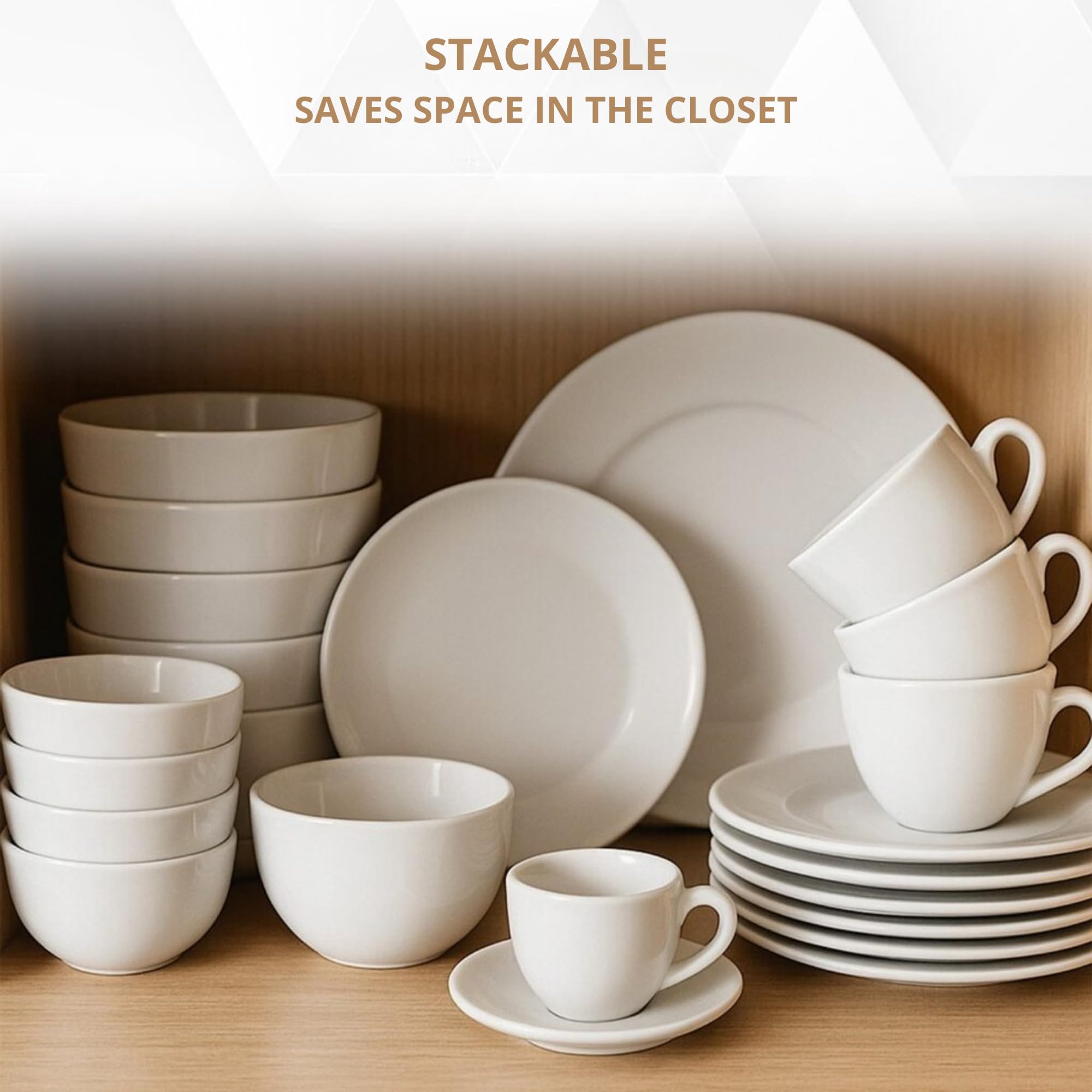 Bayt Service de Table 30 Pièces - Porcelaine Premium - Set pour 6 Personnes - Assiettes Plates, Creuses & à Dessert - Design Blanc Moderne - Résistant au Lave-Vaisselle et Micro-Ondes