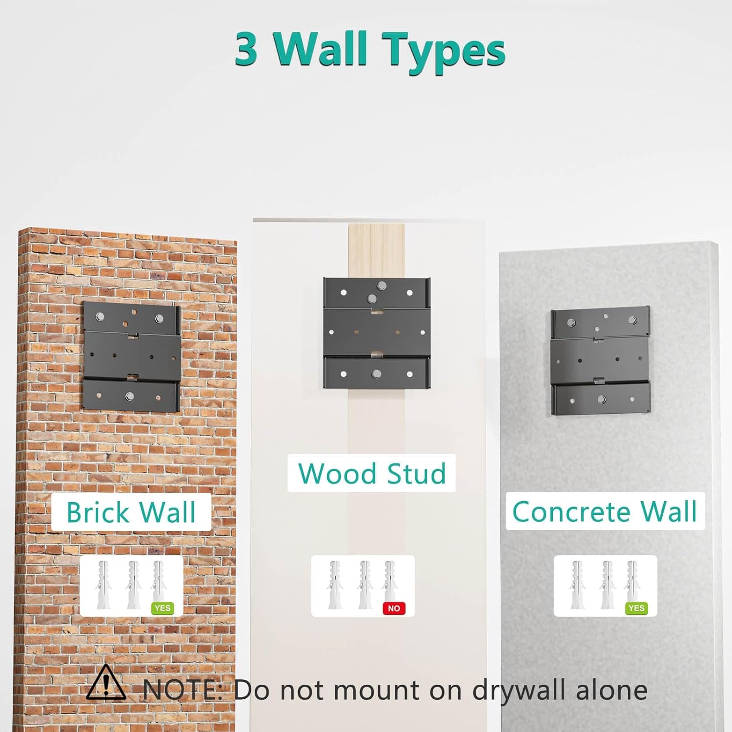 WALI Soporte de Pared Triple para Monitor de 17 a 32 Pulgadas, Brazo de Monitor de computadora para 3 Pantallas, Soporte de Pared Giratorio inclinable con Agujeros de Montaje de 75 x 75/100 x 100 mm,