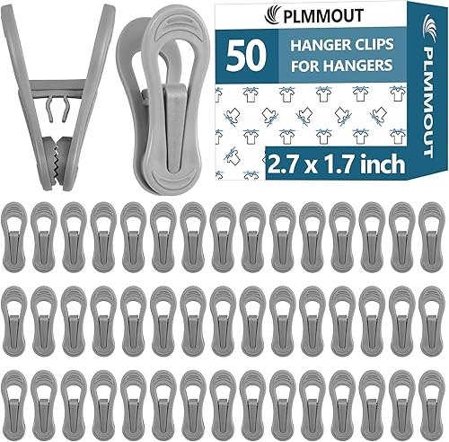 Vista 8 de 50 clips blancos para colgar perchas de plástico, clips para colgar pantalones, clips de dedo blancos, clips de plástico para colgar faldas