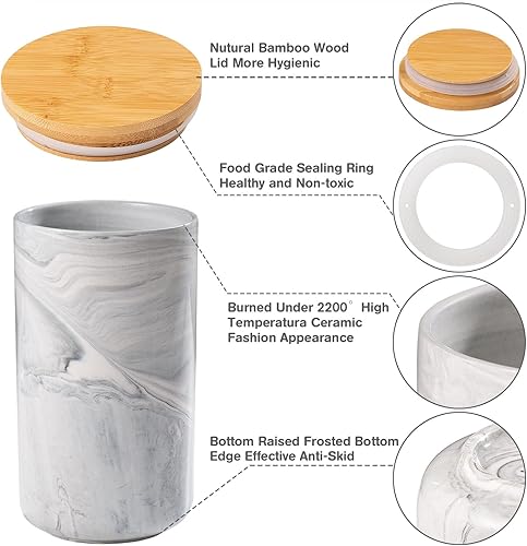 Miniatura 3 de Yangbaga Recipiente de café con tapa hermética, juegos de recipientes de cerámica para azúcar para la cocina, recipientes de almacenamiento de