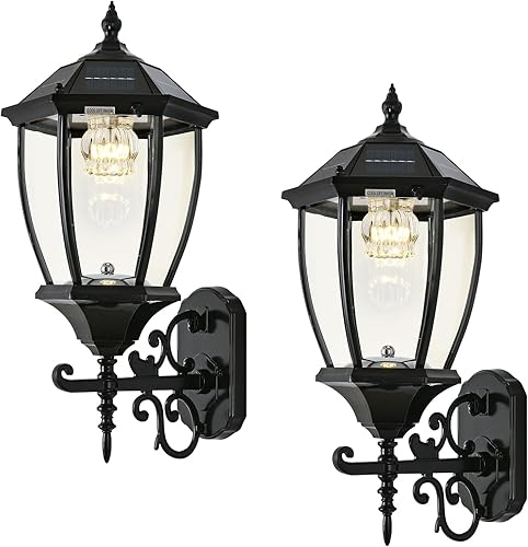 Miniatura 1 de Farol solar de pared para exteriores, luz solar inalámbrica de montaje en pared del atardecer al amanecer, 21 pulgadas, grande, lámpara LED de pared