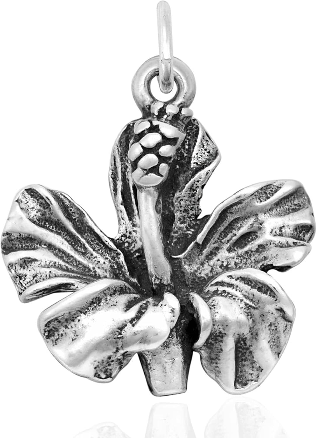 Tropical Hibiscus Hawaii State Flower 925 Solid Sterling Silver Charm Pendant Bracelet Jewelry Making Supply