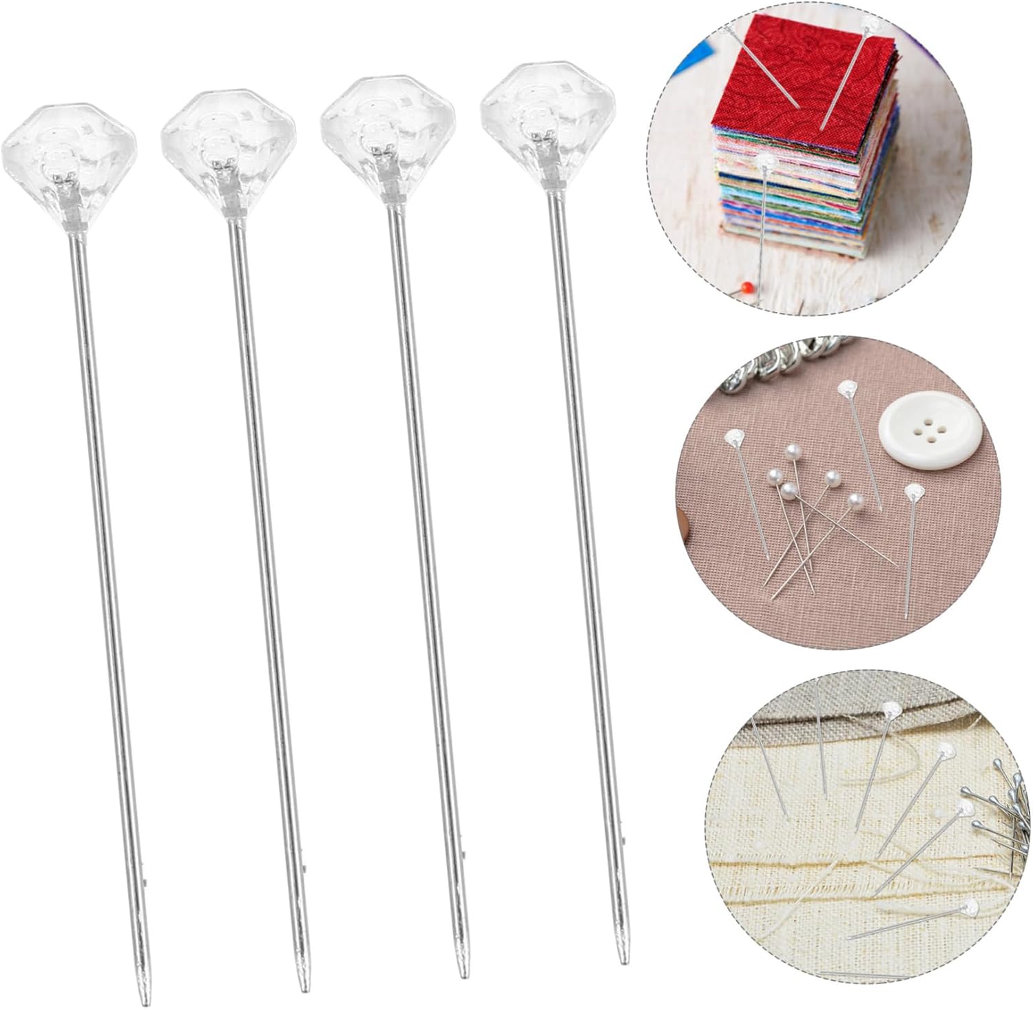 Angoily 200pcs Precision Sewing Quilting Pins Diamond Embroidery Needles Flat Head Locating Pins Craft Positioning Needles Straight for Fabric