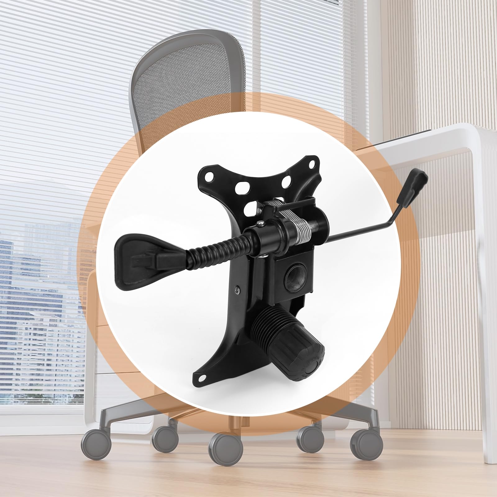 Placa base de repuesto para silla de oficina, accesorios de inclinación de silla de oficina, piezas de silla giratoria, funciones de elevación/baja/inclinación y mecanismo de placa base de palanca de