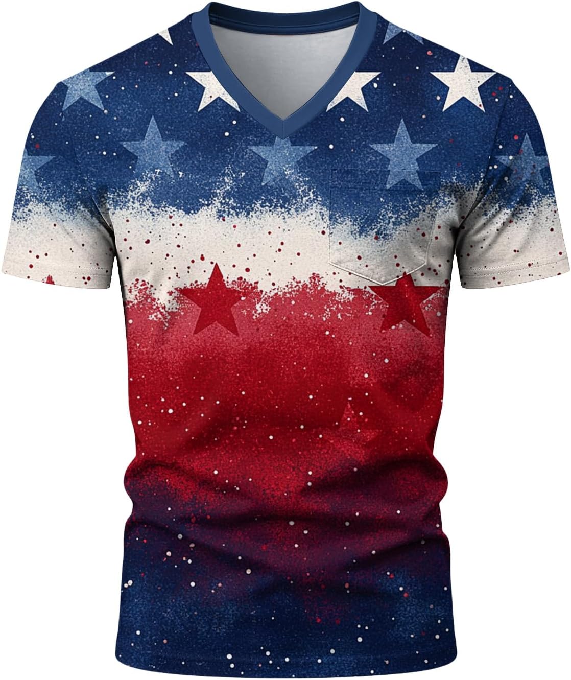 Men's American Flag Shirts, Short Sleeve V Neck Patriotic Shirt, 250 Anniversary America Tee Top, S-4XL