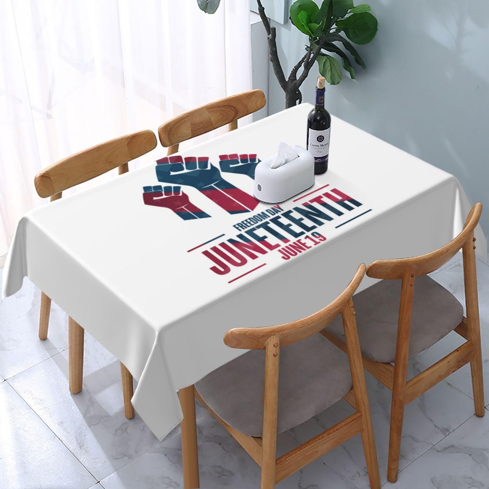 JunHeArt Juneteenth Celebrating Black Freedom 1865 African American Tablecloth Rectangle Table Cover Washable Table Cloths Decor For Kitchen 54" X 72"