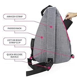 Mangrove Pickleball Bag for Women, Pickleball Backpack Adjustable Sling Bag with Fence Hook, Upgraded Capacity, Safety Pocket, Water Bottle Holder - 2023 Design Pickle Ball Paddle Bag (Gray/Pink)