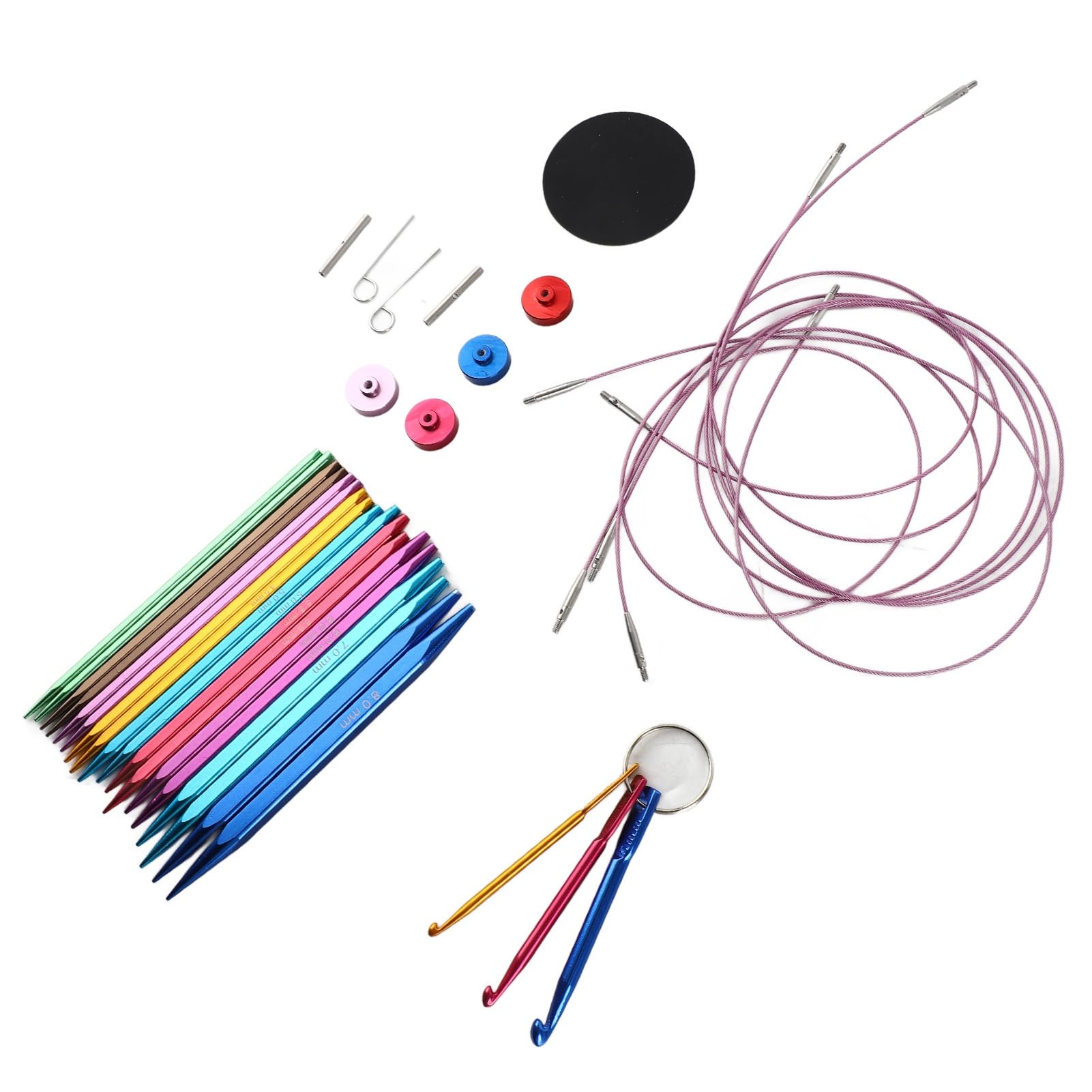 CHICIRIS Juego de Agujas de Tejer Circulares Cuadradas, Kit Intercambiable de Aluminio y Acero Inoxidable, para Tejer