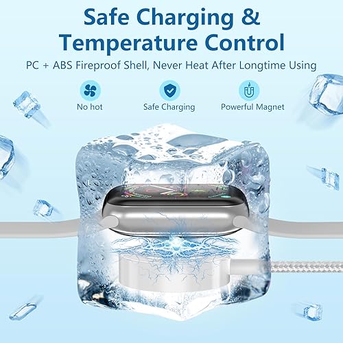 Miniatura 6 de Paquete de 2 cables de carga múltiple para Apple Watch, cargador inalámbrico magnético USB de nailon trenzado, USB CLightningMicro Port compatible