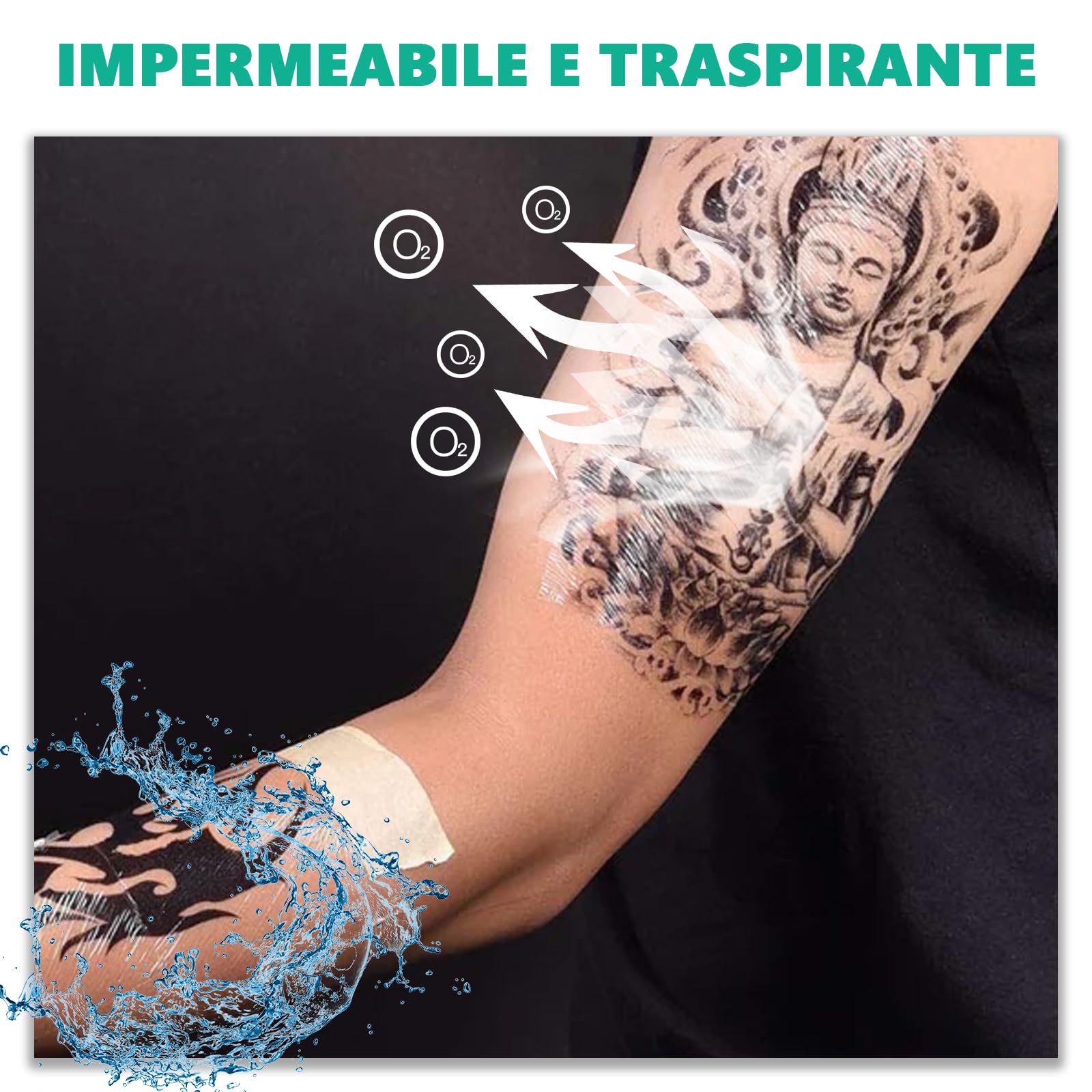 Pellicola per Tatuaggi - PEPAX 15cm x 10m Second Skin Tatuaggi PU Nastro Adesivo Impermeabile Nastro per Doccia Cerotto per Tatuaggi