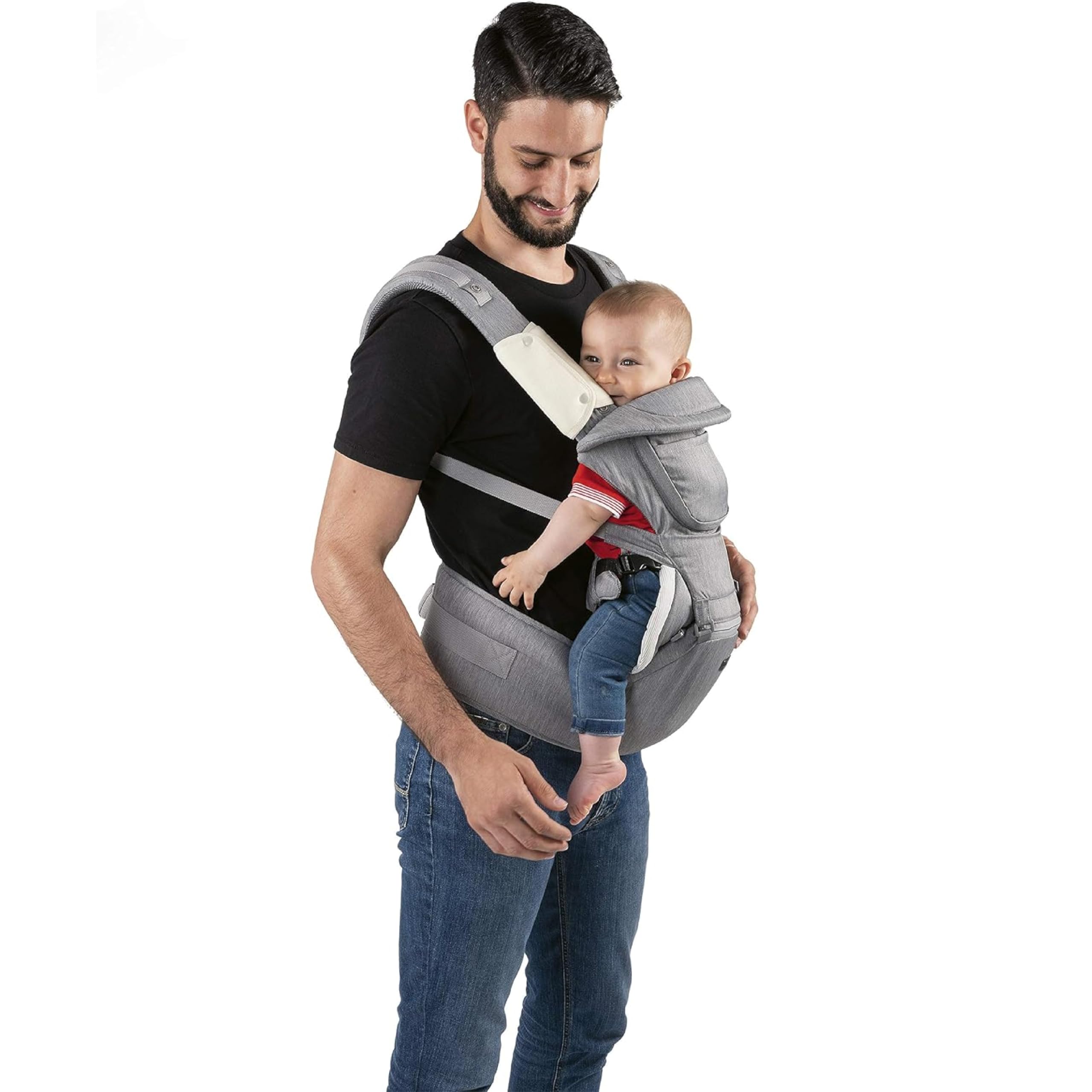 Chicco Babytrage Hip Seat, 3-in-1 ergonomische und multifunktionale Babytrage mit abnehmbaren und separat nutzbarer Hüftsitzbasis, beige